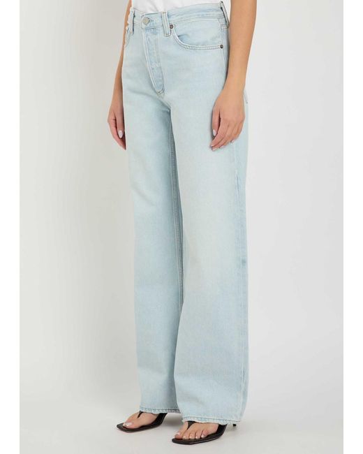 Agolde Blue Solid Color Wide-Leg Jeans