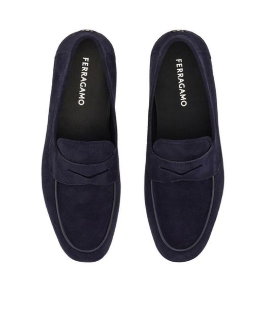 Ferragamo Blue Suede Loafer for men
