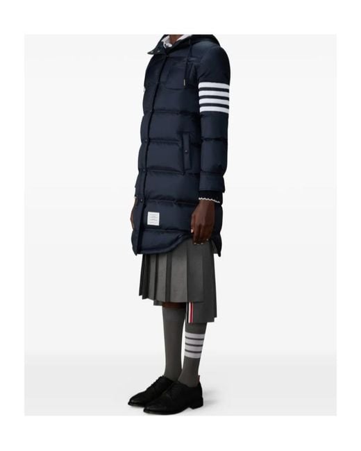 Thom Browne Blue Hooded 4-Bar Parka