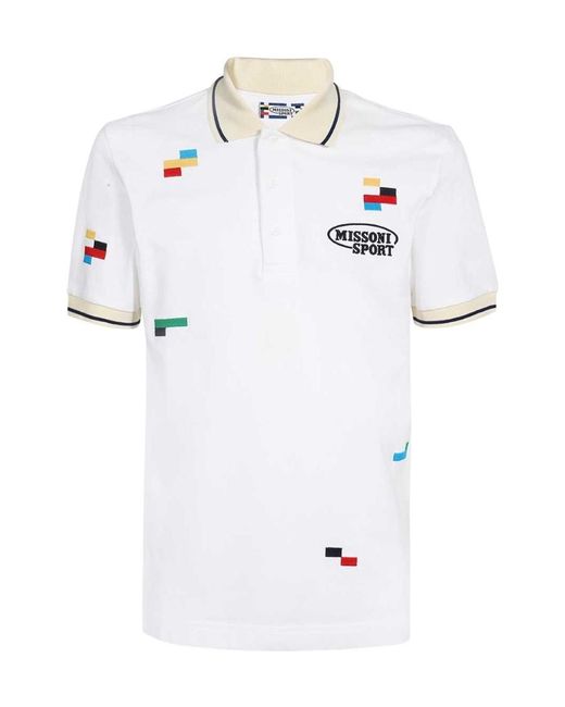 Missoni White Short-Sleeved Polo Shirt for men