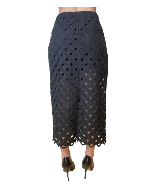 Max Mara Blue Bchzorro Broderie Midi Skirt