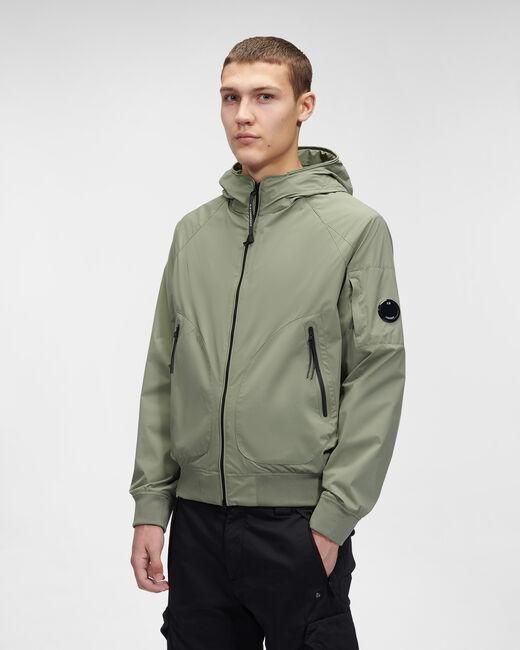 C P Company Green Logo-Patch Zip-Up Hooded Jacket for men