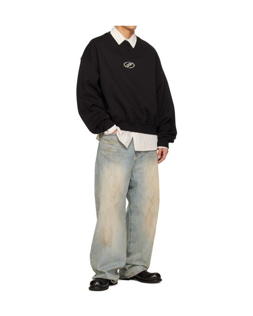 we11done Black Crew-Neck Sweatshirt for men