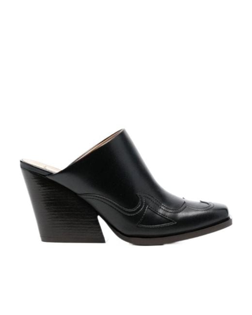 Stella McCartney Black Square-Toe Slip-On Mules