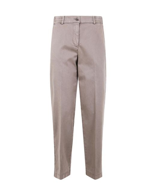 Seventy Gray Elastic-Waistband Cotton Trousers