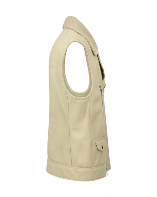 Brunello Cucinelli Natural Zip-Up Leather Vest for men