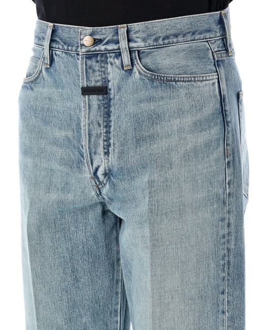 Fear Of God Blue Straight-Leg Frayed-Edge Jeans for men