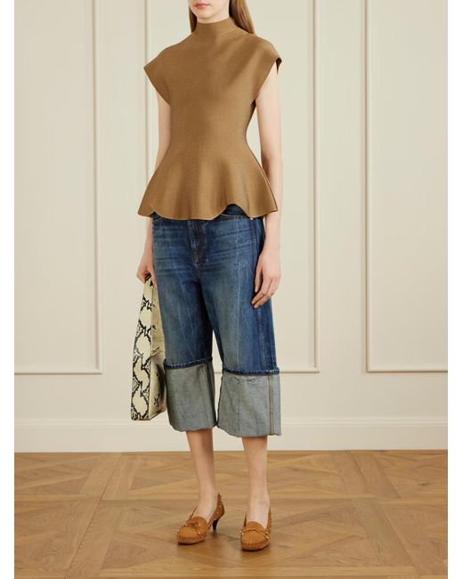 Khaite Blue Lykens Cuffed Wide-Leg Jeans