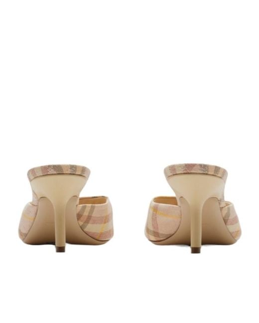 Burberry Natural Mews Checked Slip-Pn Mmules
