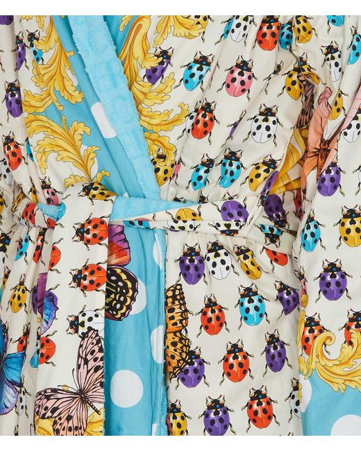 Versace Blue Baroque-Printed Belted Bathrobe for men