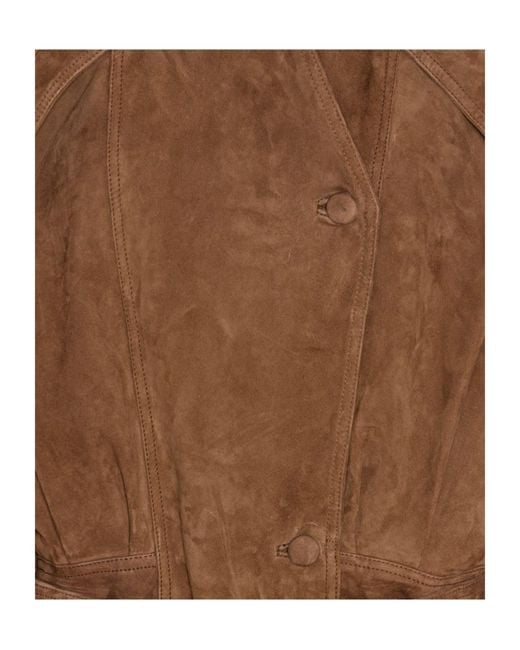 ROTATE BIRGER CHRISTENSEN Brown Biker Leather Jacket