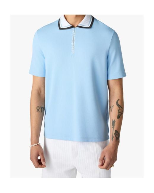 Casablanca Blue Zip-Piqué Polo Shirt for men