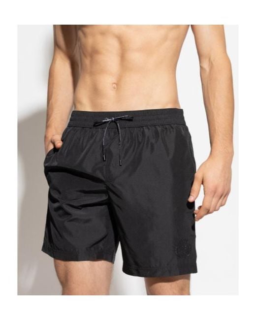 Dolce & Gabbana Black Elastic Waist Swim Shorts for men