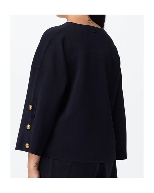 Max Mara Blue Button-Detail V-Neck Top