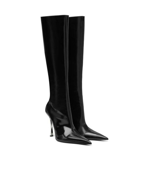 Versace Black Pin-Point Knee-High Boots