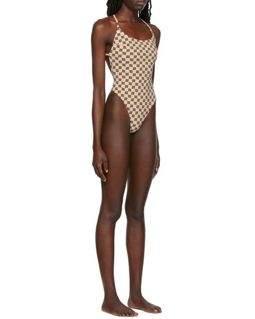 M I S B H V Natural Signature Monogram One Piece Swimsuit