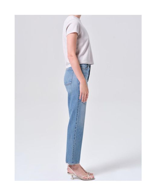 Agolde Blue 90's Pinch Waist Crop (Weightless Stretch)