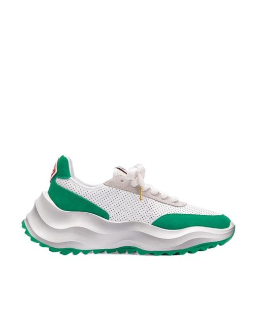 Casablanca Green Atlantis Perforated Lace-Up Sneakers for men