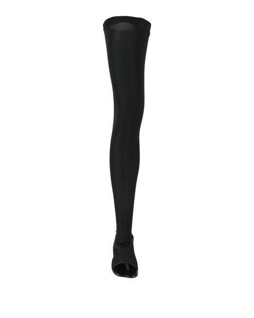 MM6 by Maison Margiela Black Solid Color Leather High Boots