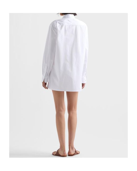 Prada White Embroidered Poplin Shirt