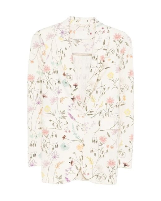 Circolo 1901 White Floral Print Blazer