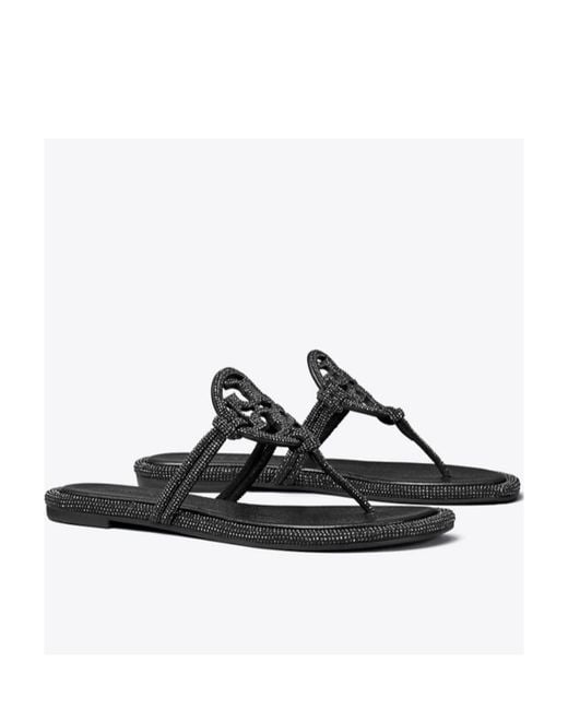 Tory Burch Brown Miller Pavé Embellished Thong Slippers