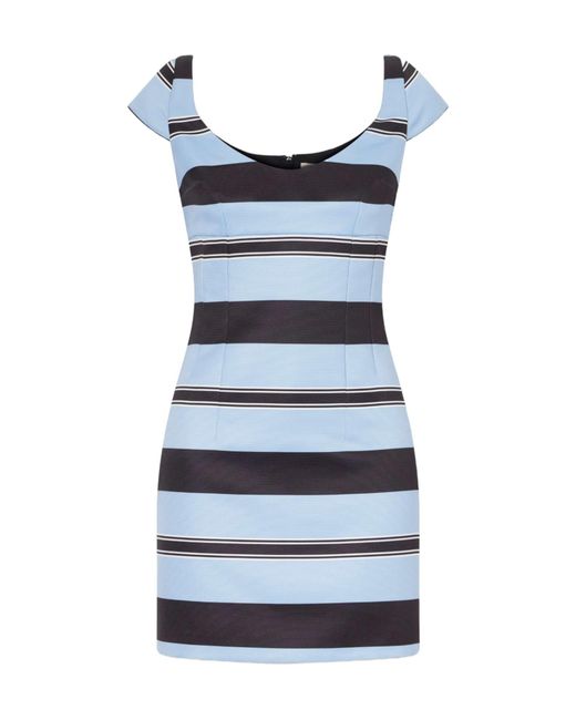 Emilia Wickstead Blue Eloise Striped Taffeta-Faille Mini Dress