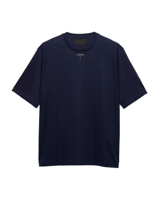 Prada Blue Cotton T-Shirt for men