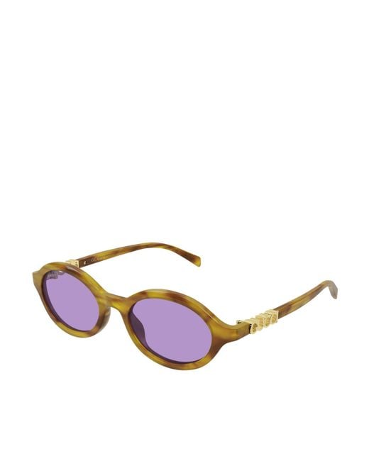 Gucci Purple Eyewear Oval Frame Sunglasses