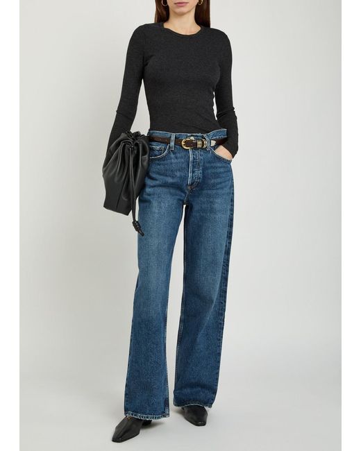 Agolde Black Delphi Long Sleeve Knit Top