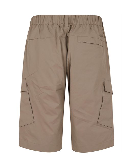 Herno Brown Pleated Cargo Shorts for men
