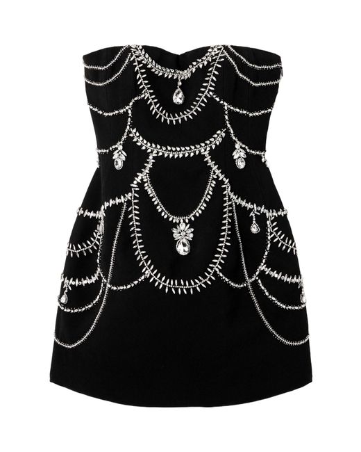 Jonathan Simkhai Black Arta Strapless Crystal-Embellished Cady Mini Dress