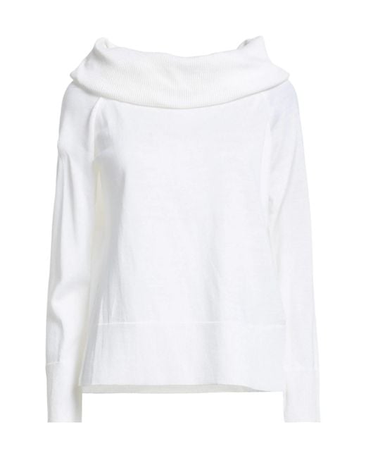 Max Mara White Solid-Color Lightweight Knitted Wool Sweater
