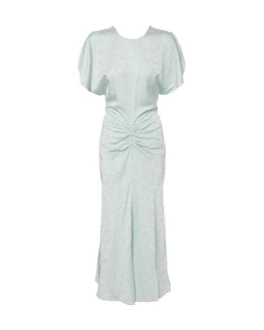 Victoria Beckham Multicolor Gathered Jacquard Midi Dress