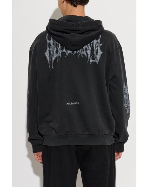AllSaints Black Helvette Graphic Hoodie for men