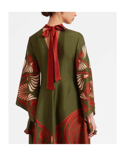 LaDoubleJ Multicolor Magnifico Botanical-Print Silk Dress