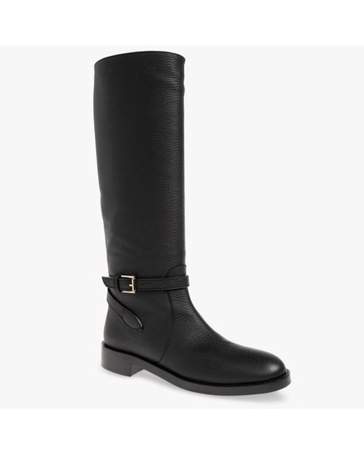 Gianvito Rossi Black Buckle-Strap Knee-High Boots