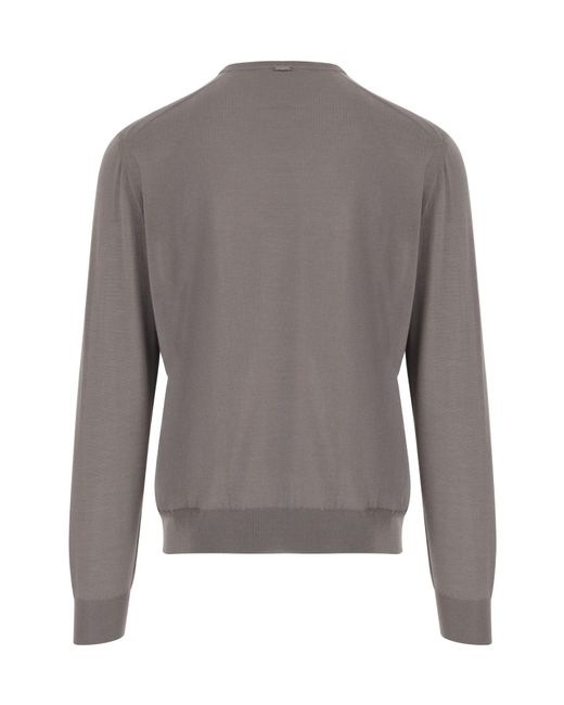 Herno Brown Crewneck Long-Sleeved Jumper for men