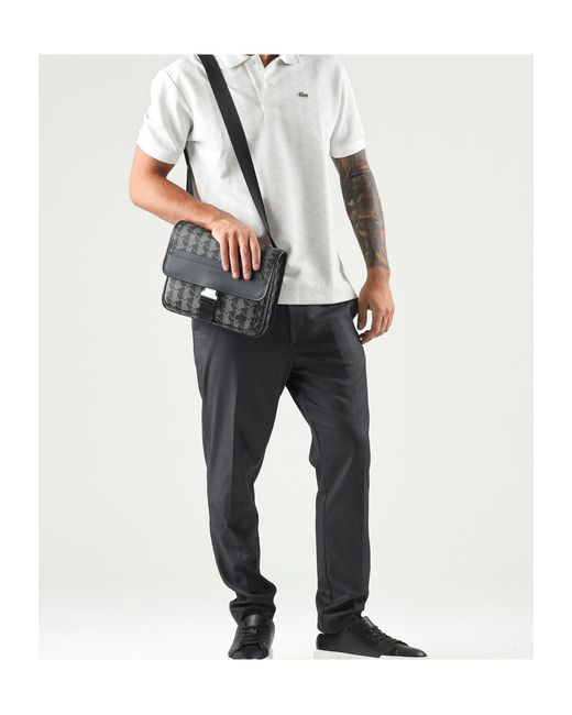 Lacoste White Paris Jacquard Monogram Polo Shirt for men