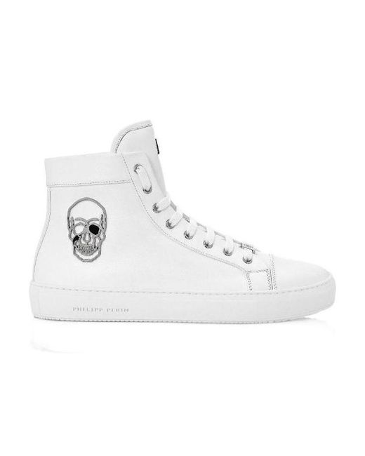 Philipp Plein White Logo Details High-Top Casual Sneakers for men
