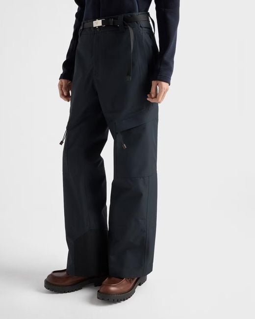 Prada Gray Belted Straight-Leg Trousers for men