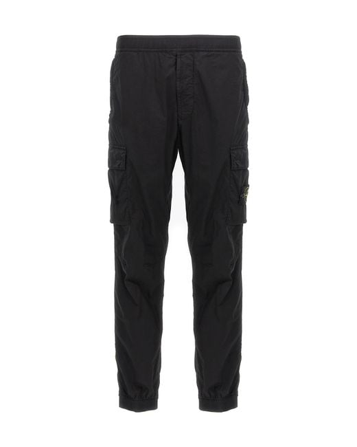 Stone Island Black Logo Patch Technical Cargo Pants for men