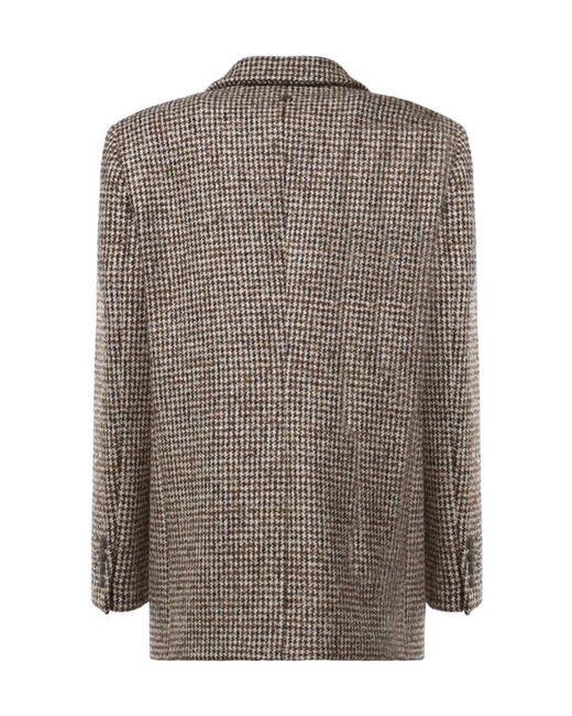 Dondup Gray Houndstooth Double-Breasted Jacket