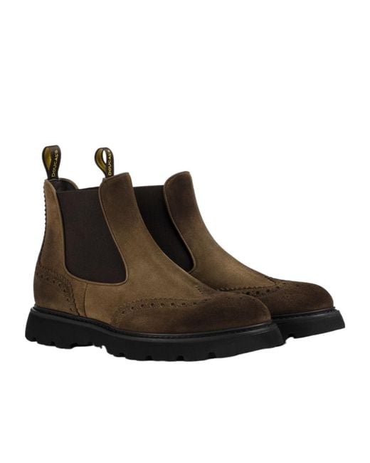 Doucal's Brown Round-Toe Slip-On Boots for men