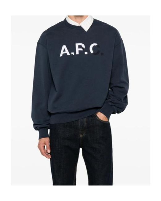 A.P.C. Blue Crew Neck Sweatshirt for men