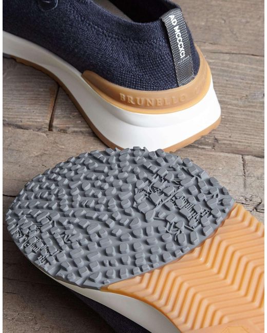 Brunello Cucinelli Blue Knitted Sock Sneakers for men