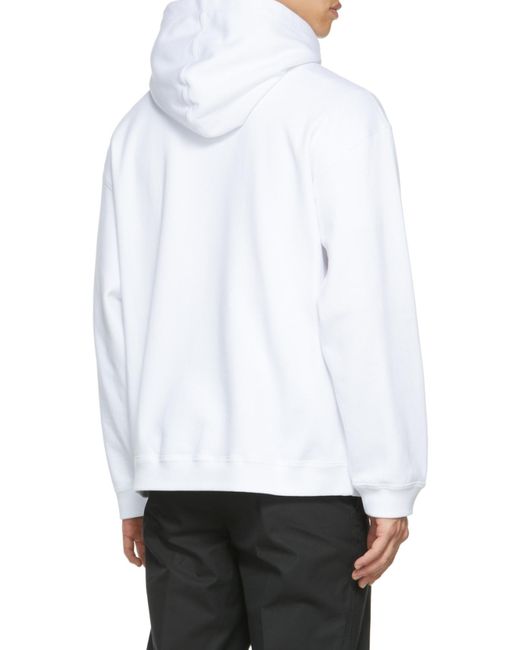 Valentino White Vltn Logo Printed Long-Sleeved Hoodie for men