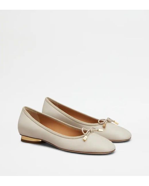 Tod's Natural Bow-Detail Ballet Flats