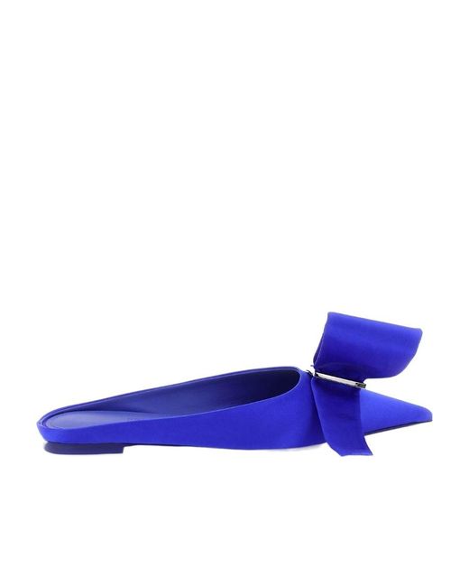 Ferragamo Blue Single Bow Muller Shoes