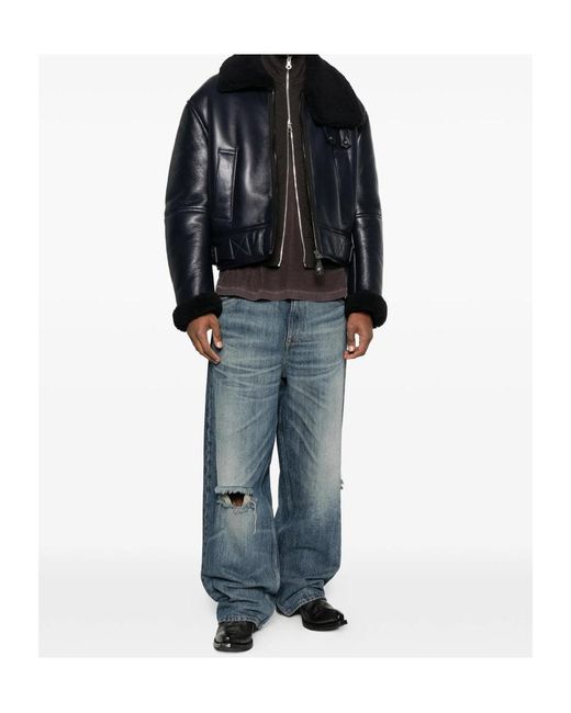 Acne Black Zip-Up Leather Jacket for men